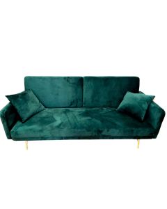 Emerald green velvet 2-3 seater sofa