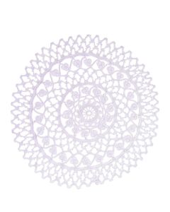 Ümmargune valge heegeldatud linik  õhulise pitsmustriga.