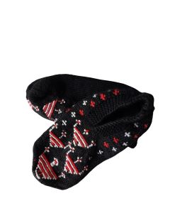 Mustad kootud Türgi sussid punase ja valge tikandiga.